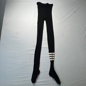 Thom Browne 4 Bar Ribbed Tights Black Thick Knit Stripe Tights Hosiery Womens